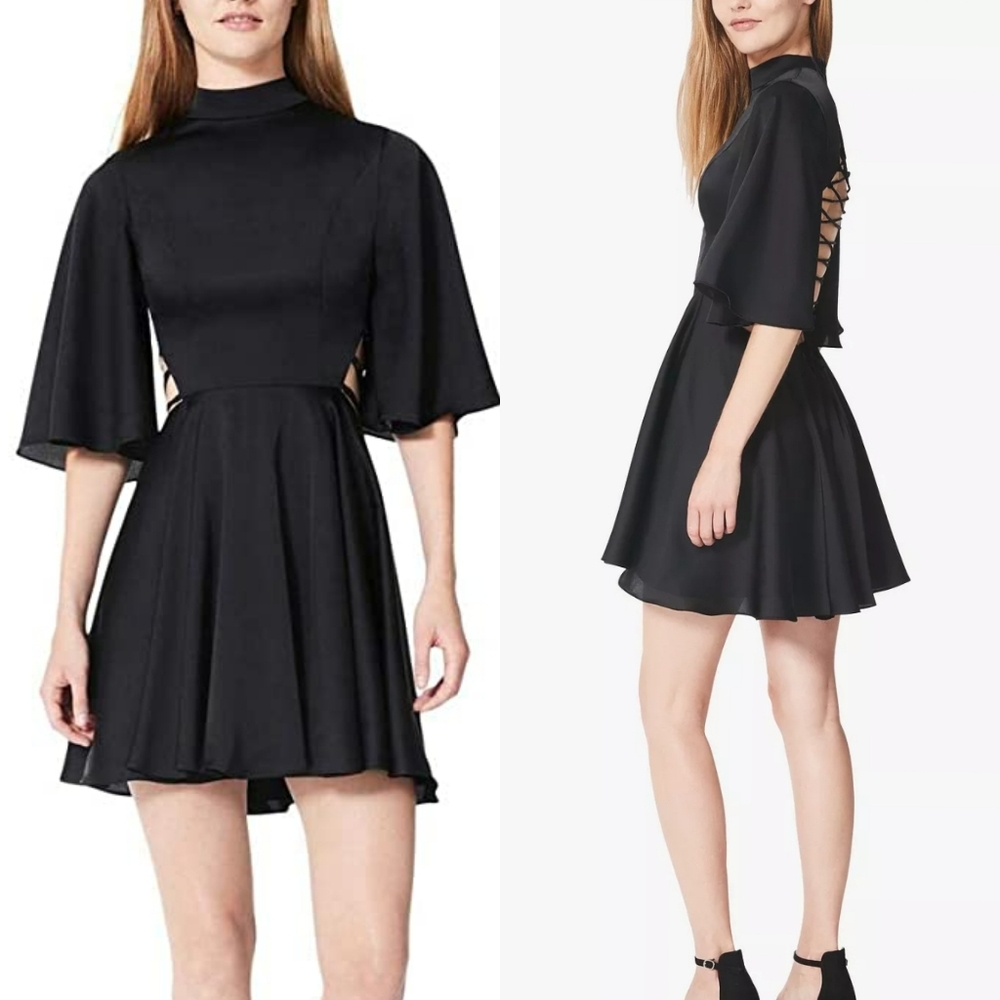 NWT FAME AND PARTNERS Black mini short dress flare - Picture 6 of 12